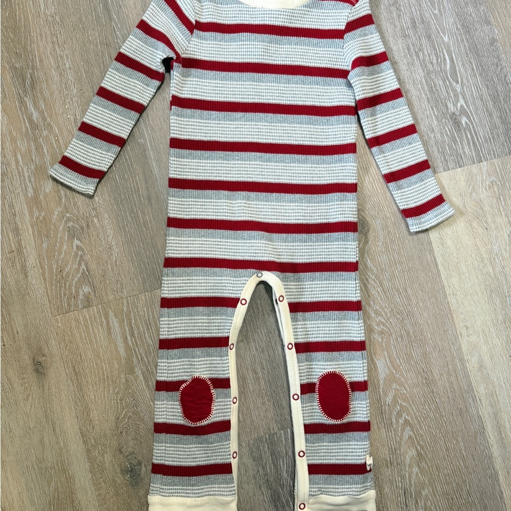 Burt's Bees Baby Red and Cream Striped Footie